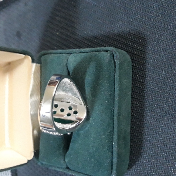 Sterling Silver Green Jade with Dragon Men's Ring sz 9 (Large) - Picture 4 of 8